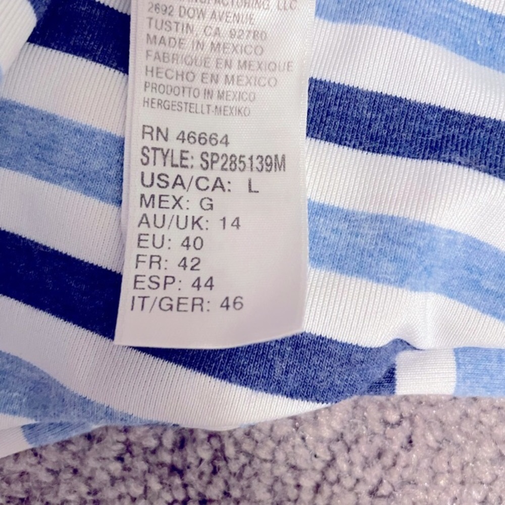 SPLENDID Blue/White Striped Open Back Swimsuit L - Picture 6 of 8
